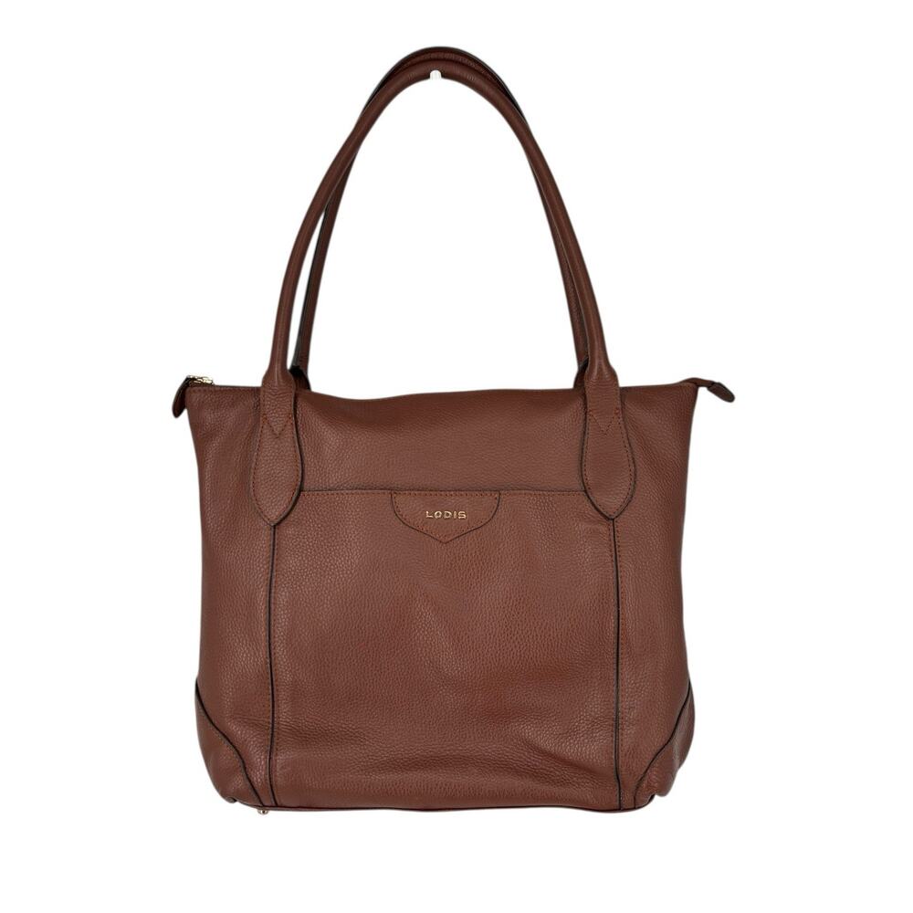 Lodis Sierra Tote Pebbled Leather Purse Brown Classic Travel Work Trolley Sleeve
